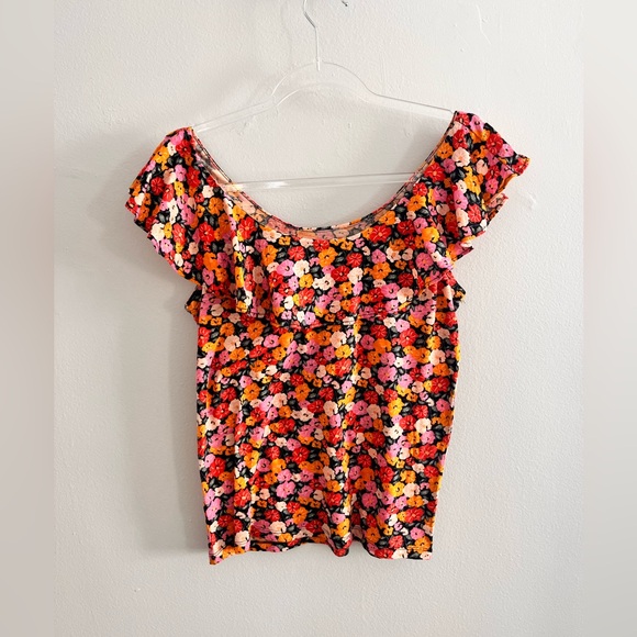 LOFT Floral Print Ruffle Top - Picture 4 of 6